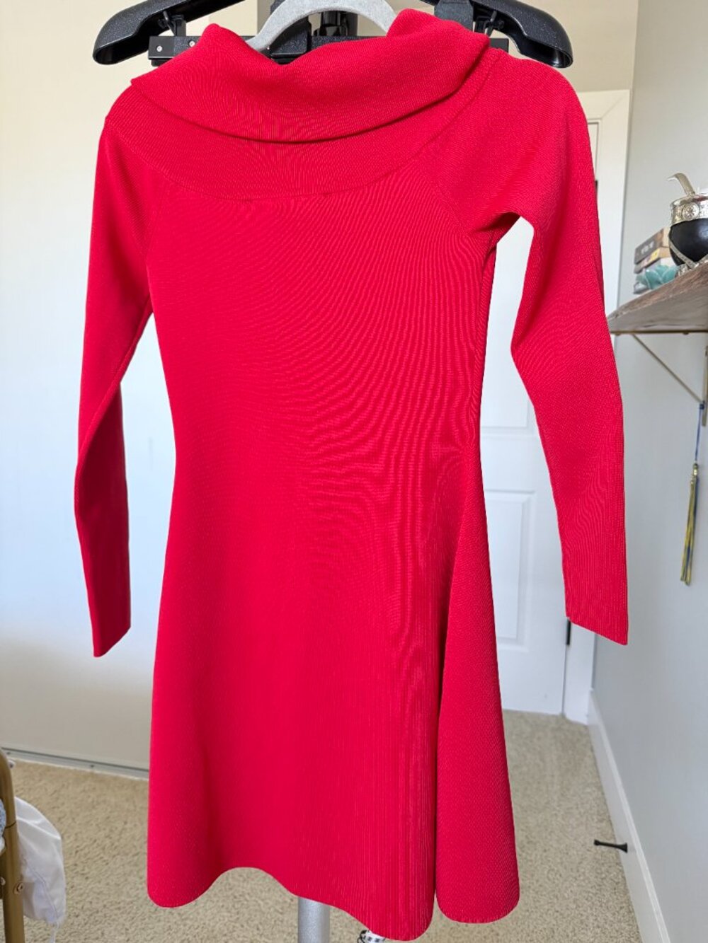 Endless Rose Red Off Shoulder Knit Mini Dress Size S NWOT Long Sleeve - Picture 6 of 9